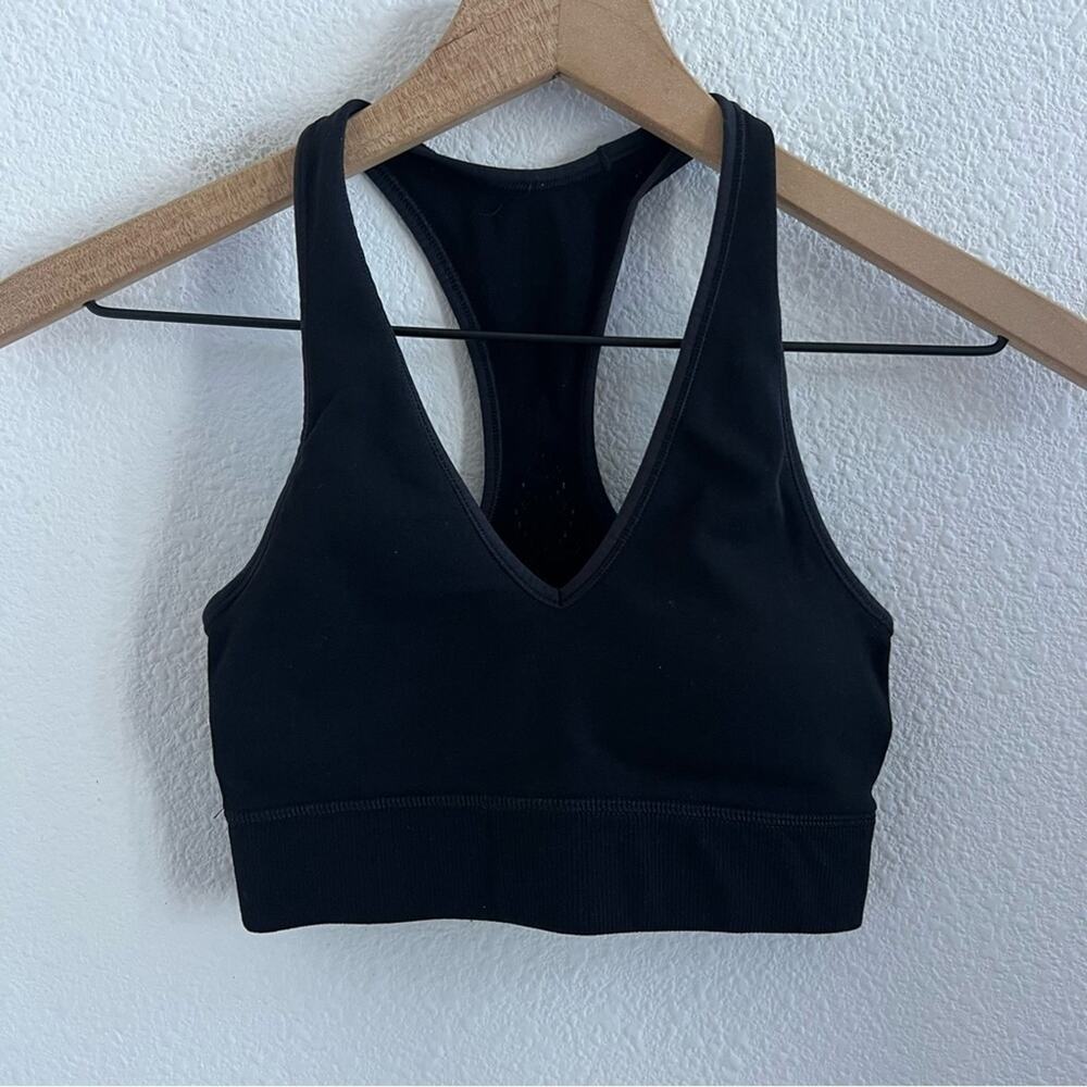 Lululemon Black Racer Back Mesh-Like Sports Bra Active Bra 2